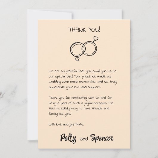 Pastel Penmanship Danke Card Apricot Einladung (Vorderseite)