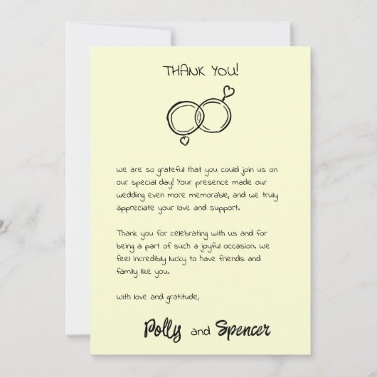 Pastel Penmanship Danke Card Buttercreme Einladung (Vorderseite)