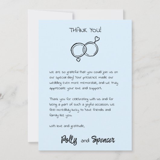 Pastel Penmanship Danke Card Cloud Blue Einladung (Vorderseite)