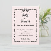 Pastel Penmanship Hochzeit Einladung Blush (Stehend Vorderseite)