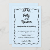 Pastel Penmanship Hochzeit Einladung Cloud Blue (Vorne/Hinten)