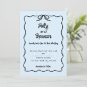 Pastel Penmanship Hochzeit Einladung Cloud Blue (Stehend Vorderseite)