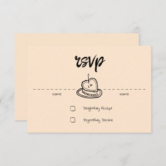 Pastel Penmanship RSVP Card Apricot (Vorne/Hinten)