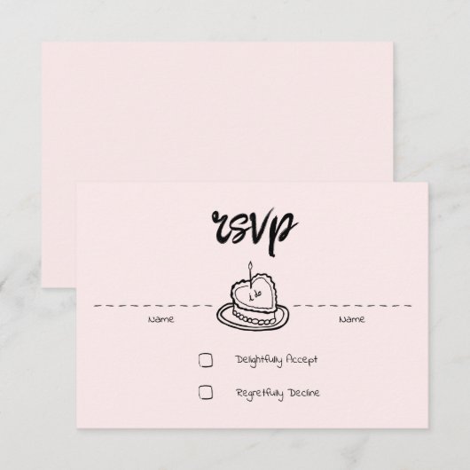Pastel Penmanship RSVP Card Blush (Vorne/Hinten)