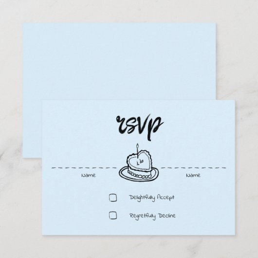 Pastel Penmanship RSVP Card Cloud Blue (Vorne/Hinten)