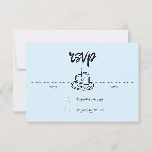 Pastel Penmanship RSVP Card Cloud Blue Karte (Vorderseite)