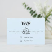 Pastel Penmanship RSVP Card Cloud Blue Karte (Stehend Vorderseite)