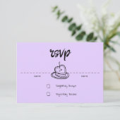 Pastel Penmanship RSVP Card Lavendel (Stehend Vorderseite)