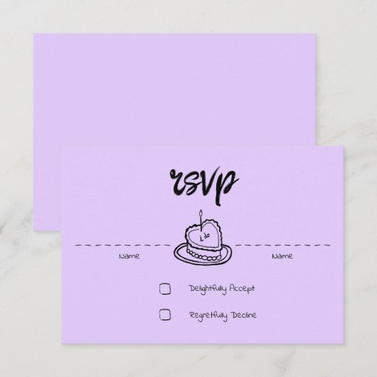 Pastel Penmanship RSVP Card Lavendel (Vorne/Hinten)