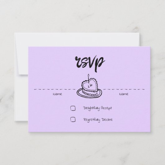 Pastel Penmanship RSVP Card Lavendel Karte (Vorderseite)