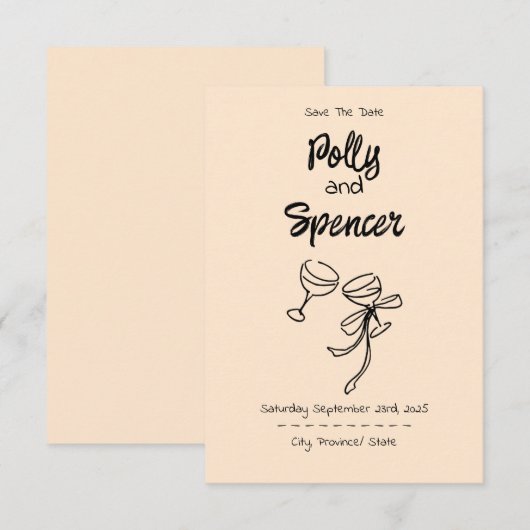 Pastel Penmanship Save the Date Apricot (Vorne/Hinten)