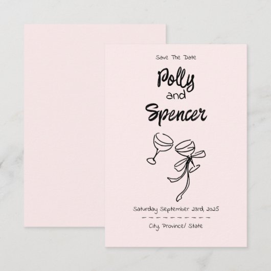 Pastel Penmanship Save the Date Blush (Vorne/Hinten)