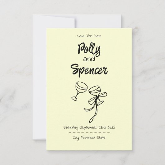 Pastel Penmanship Save the Date Buttercreme (Vorderseite)