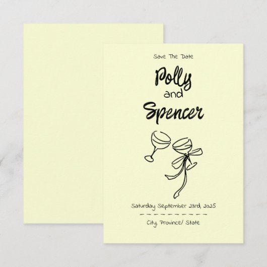 Pastel Penmanship Save the Date Buttercreme (Vorne/Hinten)