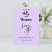 Pastel Penmanship Save the Date Lavender (Stehend Vorderseite)