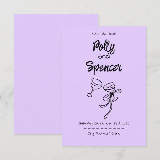 Pastel Penmanship Save the Date Lavender (Vorne/Hinten)