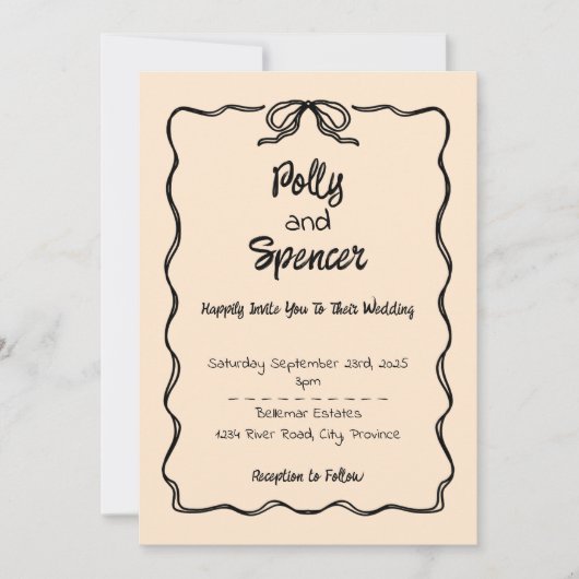 Pastel Penmanship Wedding Einladung Apricot (Vorderseite)
