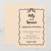 Pastel Penmanship Wedding Einladung Apricot (Vorne/Hinten)