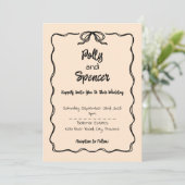 Pastel Penmanship Wedding Einladung Apricot (Stehend Vorderseite)