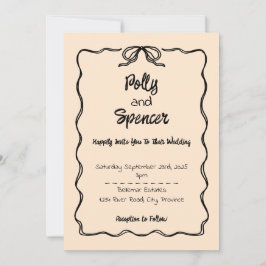 Pastel Penmanship Wedding Einladung Apricot