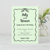 Pastel Penmanship Wedding Einladung Pale Fern (Stehend Vorderseite)