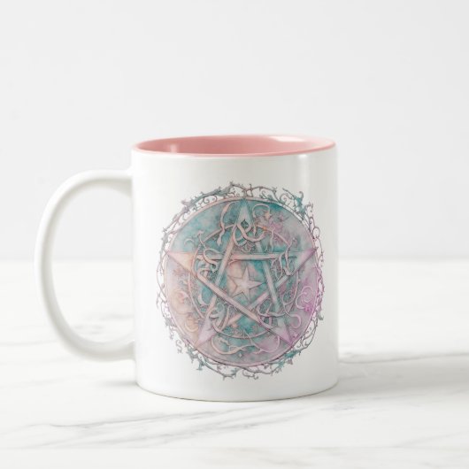 Pastel Pentagram Pagan Wiccan Witchcraft Halloween Zweifarbige Tasse (Links)