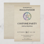 Pastel Pentagram Vintag Halloween Einladung (Vorne/Hinten)