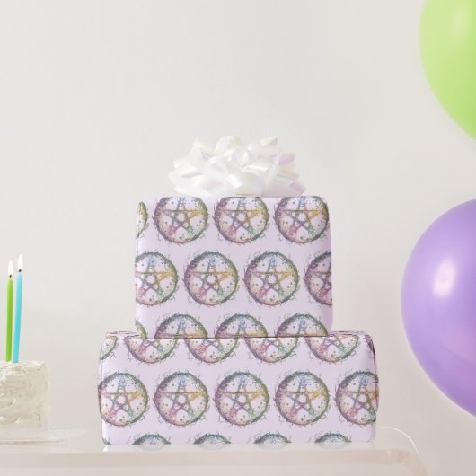 Pastel Pentagram Witchcraft Light Lila Halloween Geschenkpapier (Partygeschenke)