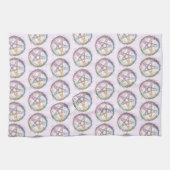Pastel Pentagram Witchcraft Light Lila Halloween Geschirrtuch (Horizontal)