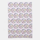 Pastel Pentagram Witchcraft Light Lila Halloween Geschirrtuch (Vertikal)