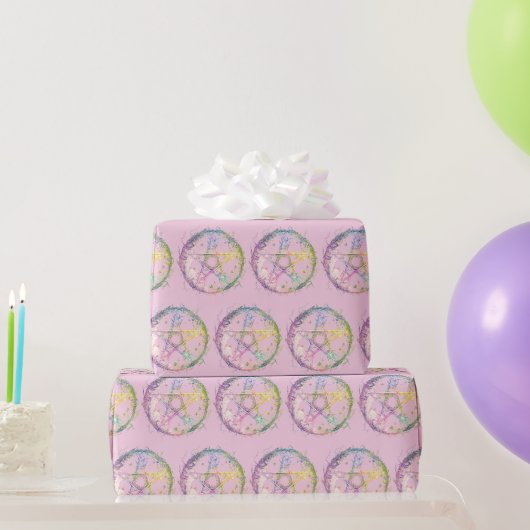 Pastel Pentagram Witchcraft Light Pink Halloween Geschenkpapier (Partygeschenke)