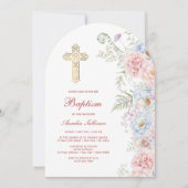 Pastel Peonies Arch Baptism Einladung (Vorderseite)