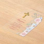 Pastel Peonies Arch Taufe Acryleinladungen (Ablage )