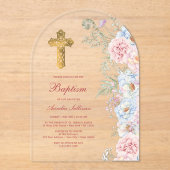 Pastel Peonies Arch Taufe Acryleinladungen (Vorderseite)