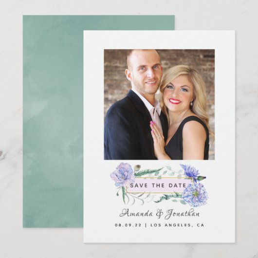 Pastel Peonies BlumenWedding Save the Date (Vorne/Hinten)