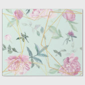 Pastel Peonies Geometric Floral Wedding Geschenkpapier (Flach)