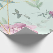 Pastel Peonies Geometric Floral Wedding Geschenkpapier (Ecke)