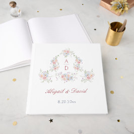 Pastel Peonies Rahmen Hochzeitsmonogramme Gästebuch
