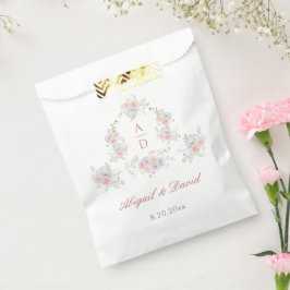 Pastel Peonies Rahmen Hochzeitsmonogramme Geschenktütchen