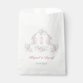 Pastel Peonies Rahmen Hochzeitsmonogramme Geschenktütchen (Vorderseite)
