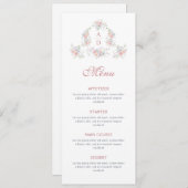Pastel Peonies Rahmen Hochzeitsmonogramme Menükarte (Vorne/Hinten)