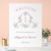 Pastel Peonies Rahmen Hochzeitsmonogramme Willkomm Acrylschild (Hochzeit)