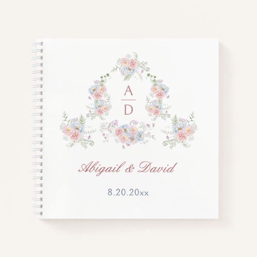 Pastel Peonies Rahmen Wedding Gästebuch Notizblock (Vorderseite)