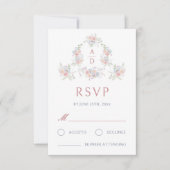 Pastel Peonies Rahmen Wedding Monogram RSVP Card (Vorderseite)