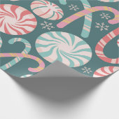 Pastel Peppermint Candy Cane Nahtloses Muster Geschenkpapier (Ecke)