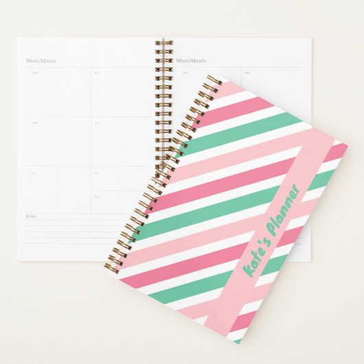 Pastel Peppermint Candy Stripes Summer Planer (Anzeige)