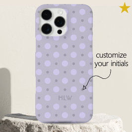 Pastel Periwinkle Dots Pattern Custom Name Initial iPhone 16 Pro Max Hülle