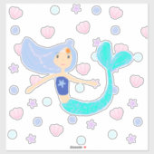 Pastel Periwinkle Mermaid Princess Seashells Pearl Aufkleber (Blatt)