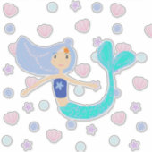 Pastel Periwinkle Mermaid Princess Seashells Pearl Aufkleber (Vorderseite)