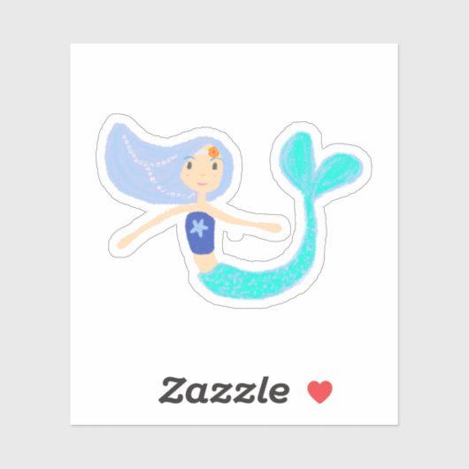 Pastel Periwinkle Mermaid Princess Seashells Pearl Aufkleber (Blatt)